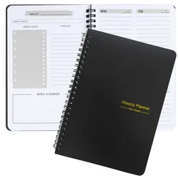 Academic Planner & Efficiency Notebook - Daily, Weekly, and Monthly Diary Journal for Enhanced Organization in School and Office (Black - Gray)