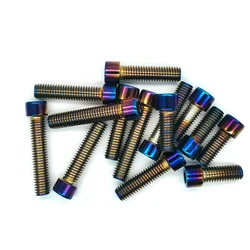 Gold Titanium Plated Hexagon Socket Screws - Alloy Steel, Various Lengths - Screw washer(5pcs) (Burn blue)