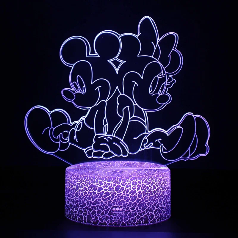 Disney Mickey Minnie Mouse 3D LED Lamp Anime Figures Night Light