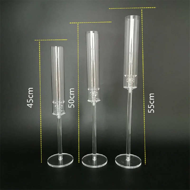 Description Picture 3 of item3 Pcs Acrylic Candle Holders Acrylic Candlestick Centerpieces Road Lead Candelabra Centerpieces Wedding porps Christmas deco