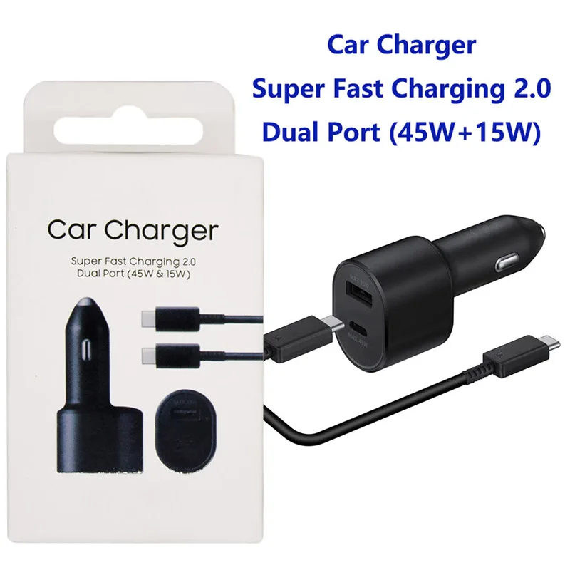 

EP-L5300 For SAMSUNG Car Charger 45W Super Fast charging 2.0 PD 3.0 PPS Dual Port USB Type C For Galaxy S23 S22 Ultra S24 Note20