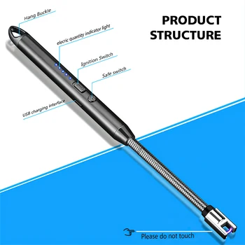 1/2/5pcs Windproof Kitchen Electric USB Lighter Candle BBQ Gas Stove Ignition Gun Camping Rechargeable Arc Flameless Lighter 5