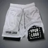 Brand new men's custom tight shorts, gym sports shorts, their logo, quick drying double-layer custom sports shorts 3