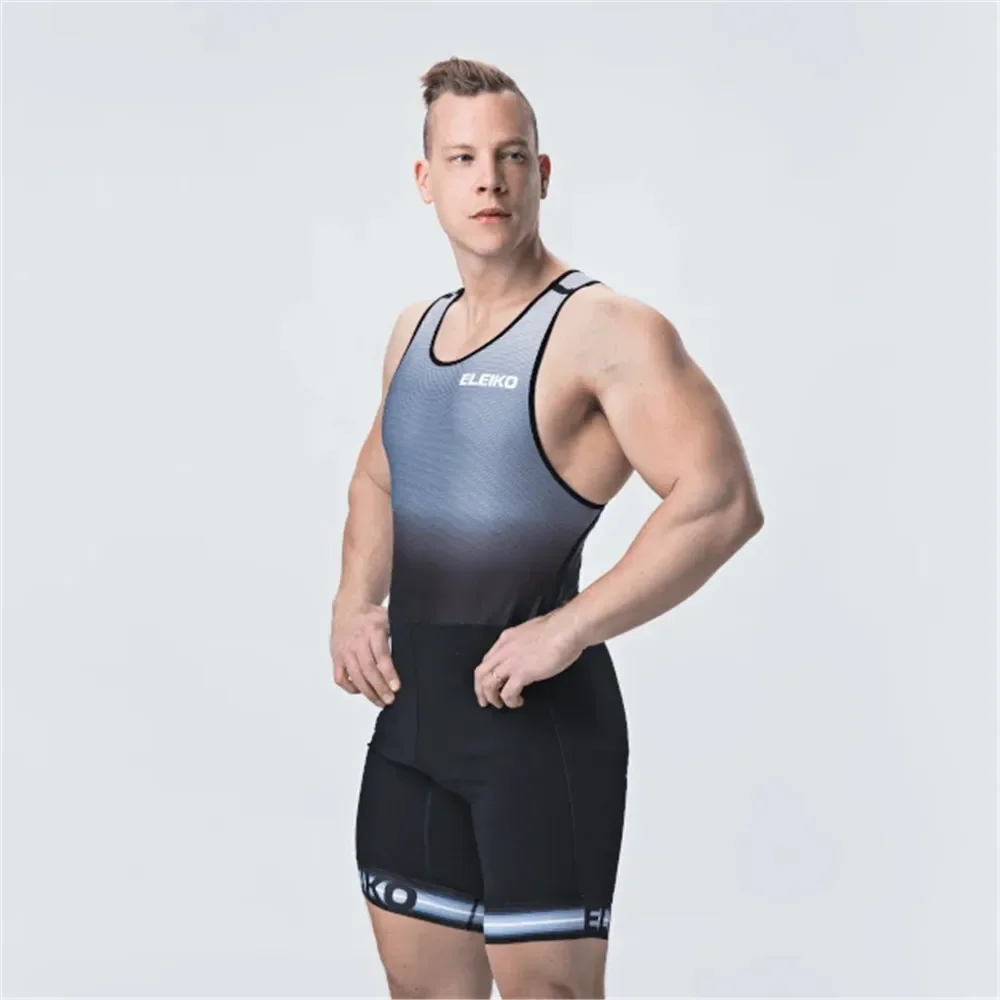 Men Powerlift Suspenders Suit Wrestling Singlets Skinsuit Bodysuit Swimwear Gym Sport Fitness Clothing Run Speedsuit Tights