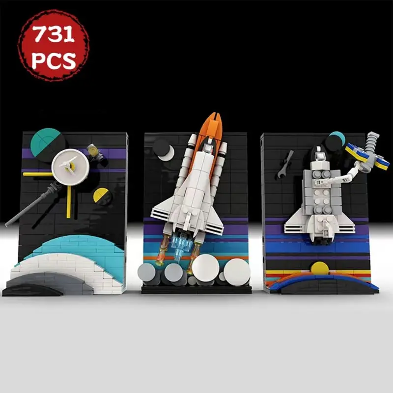 

New Tales of The Space Age Building Blocks Voyager Over The Rings of Saturn Model Space Shuttle Launch MOC-170937 DIY Brick Toy