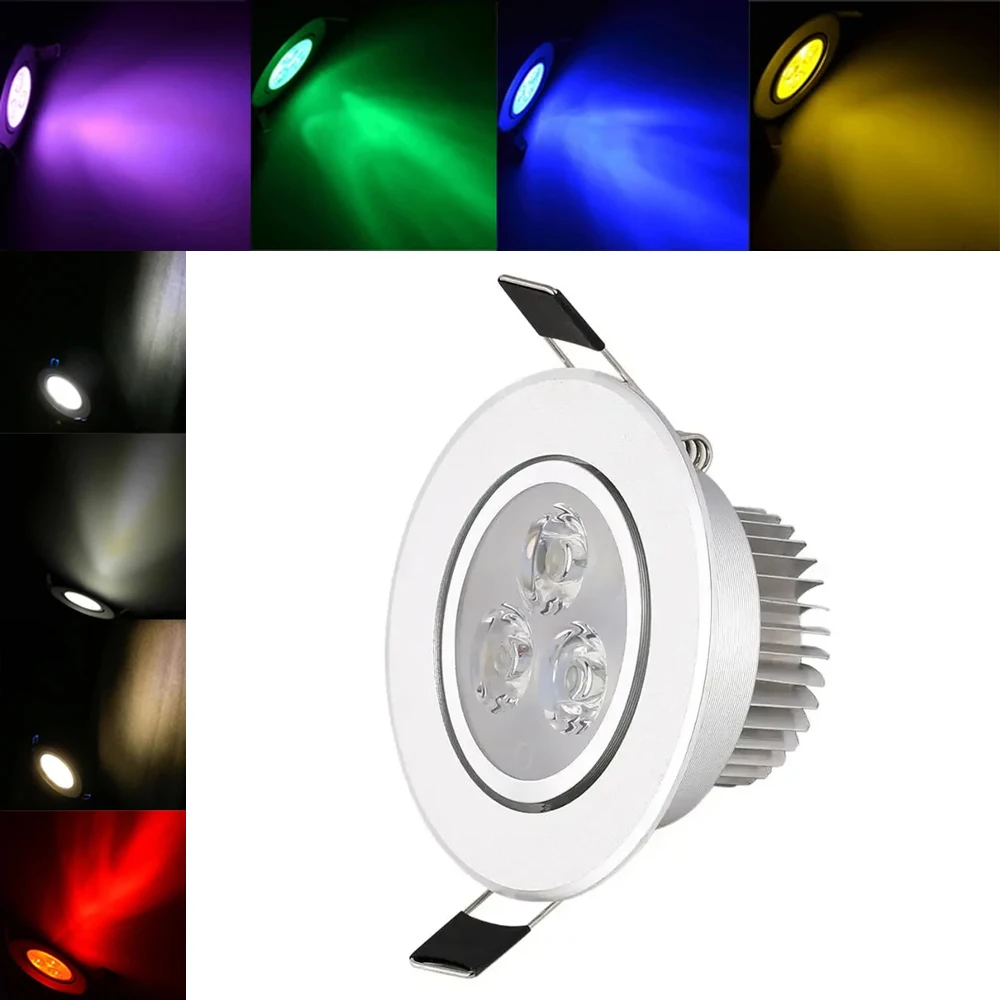 3W Recessed LED Downlight 12V 24V Round LED Ceiling Light Colorful LED Spotlight 120 Degree Lighting LED Panel Light for Home