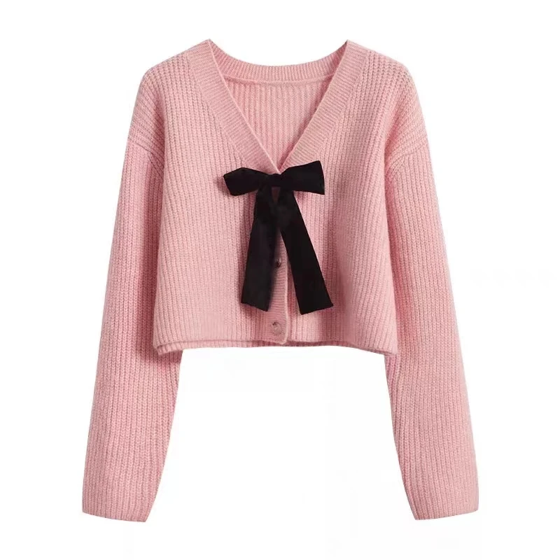 Winter Maternity Cape with Bowknot Button Fly Long Sleeve Pregnant Woman Knit Cardigans Sweet Pregnancy Short Coats Slim Jacket