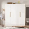 4 Door Wardrobe Armoires and Wardrobes with Storage Shelevs, Armoire Wardrobe Closet with Hanging Rod, Wooden Handles 3