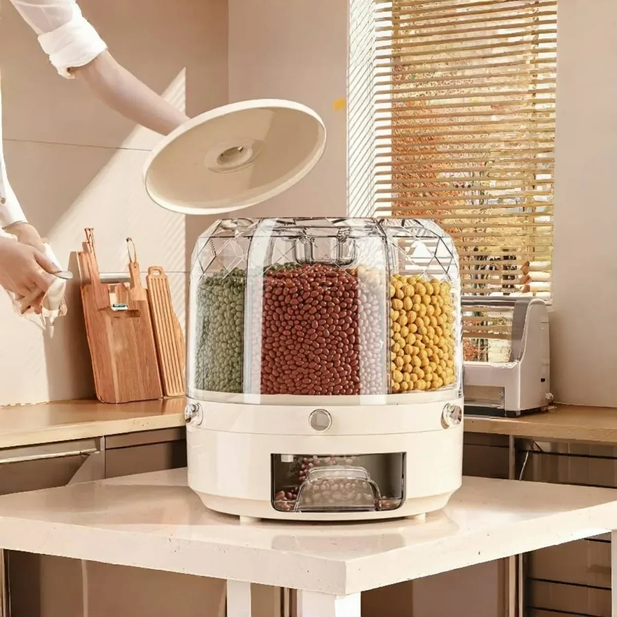 Récipient à Céréales En Acier Inoxydable De 21 L - Distributeur De Riz Avec Couvercle - Seau De Rangement De Cuisine - Boîte De Conservation