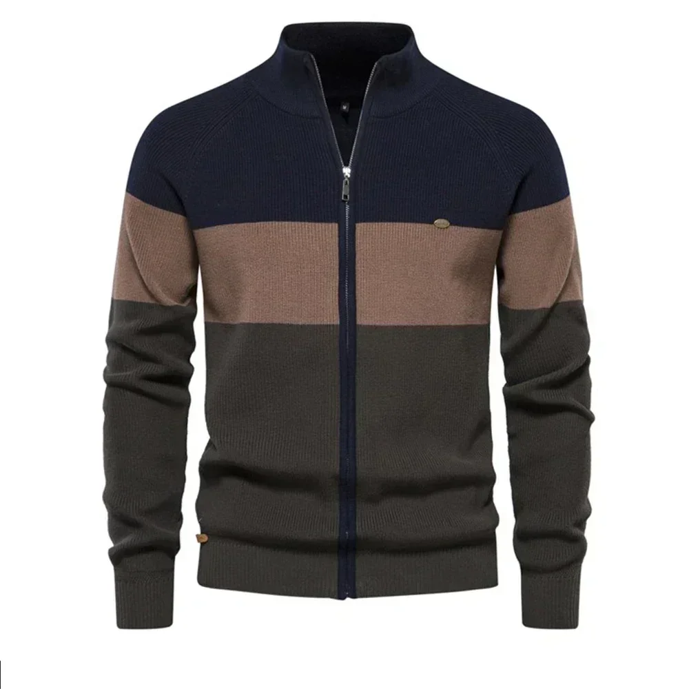 

Cardigans for Men High Quality Youth Men Cotton Sweater Clothing Autumn Winter Patchwork Sweater for Men Zipper B01691
