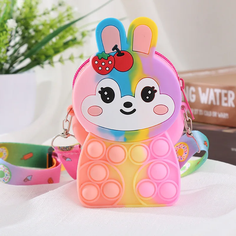 Schattige Konijnen Messenger Bag Voor Meisjes - Crossbody Tas & Portemonnee Met Verstelbare Band - Paars