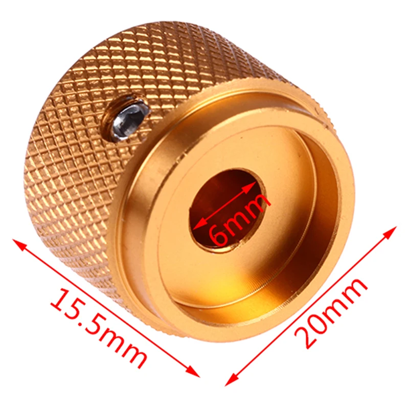 1pc 6mm 가공 알루미늄 합금 로터리 엔코더 전위차계 볼륨 스위치 손잡이 증폭기 제어 볼륨 버튼 손잡이