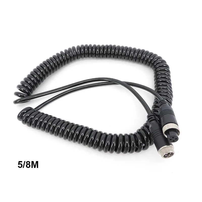 

5M 8M 4 Pin core spring Aviation male to female Extension Video connector power Cable extend for car Truck Bus Monitor Camera t1