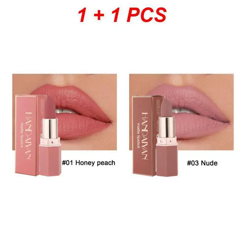 thumbnail image 1 of 1/2/3pcs Velvet Matte Lipstick Handaiyan 6 Colors Waterproof Long Lasting Lip Stick Sexy Red Pink Lip Makeup Women Cosmetics, 1 of 5