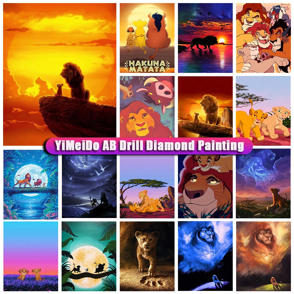 

Disney 5D AB Diamond Embroidery Cartoon Rhinestone Mosaic Pictures DIY Diamond Painting Lion King Anime Full Cross Stitch Kit