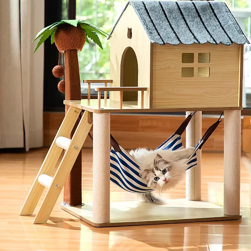 

Tower Bed Toy Cat Accessories Villa Climbing Scratch Shelf Tree Beds Condo Cat House Playground Gato Accesorios Cat Furnitures