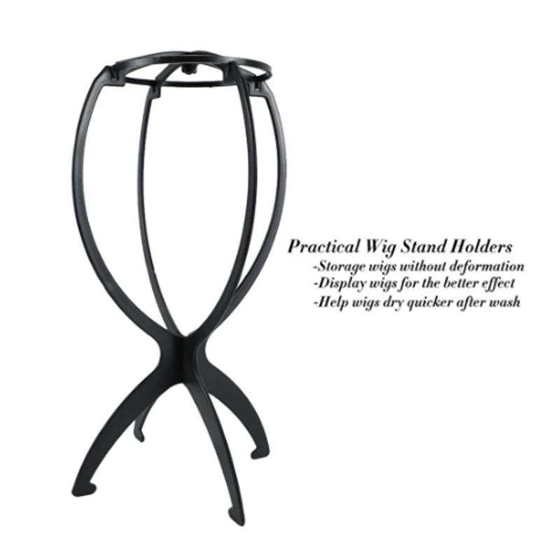 Folding Wig Stand 1Pc Portable Plastic Wig Head Stand Black Hang Hair Display Tools wig stand