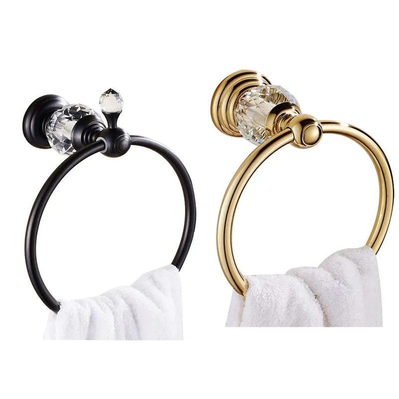 Crystal bathroom towel ring towel rack holder Chrome Towel Ring Towel Bar accessories Gold Black