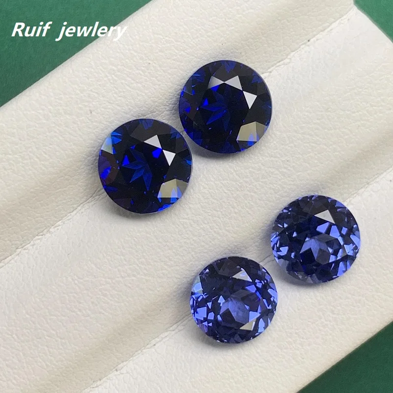 Ruif-Loose-Gemstone-Round-Brilliant-Cut-Royal-Blue-Color-Lab-Created ...