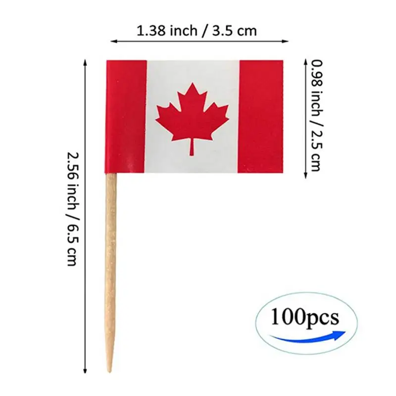 Canadian Cake Topper Canada Flag Toothpick Flags Small Mini Stick Cupcake Toppers Party Decoration Celebration Cake Flags