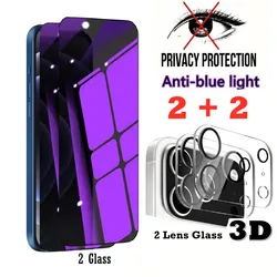 Multi - Function Anti - Blue Light Privacy Screen Protector with 3D Lens - iPhone 13 Mini (4 in 1)