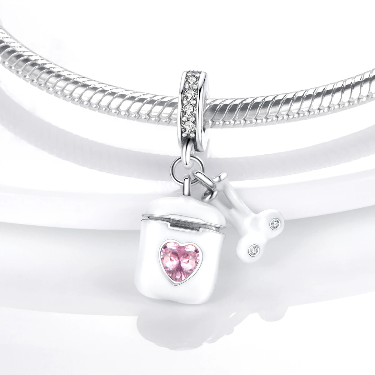 Elegant 925 Silver Flip Phone Pendant for Women's Fashion Jewelry