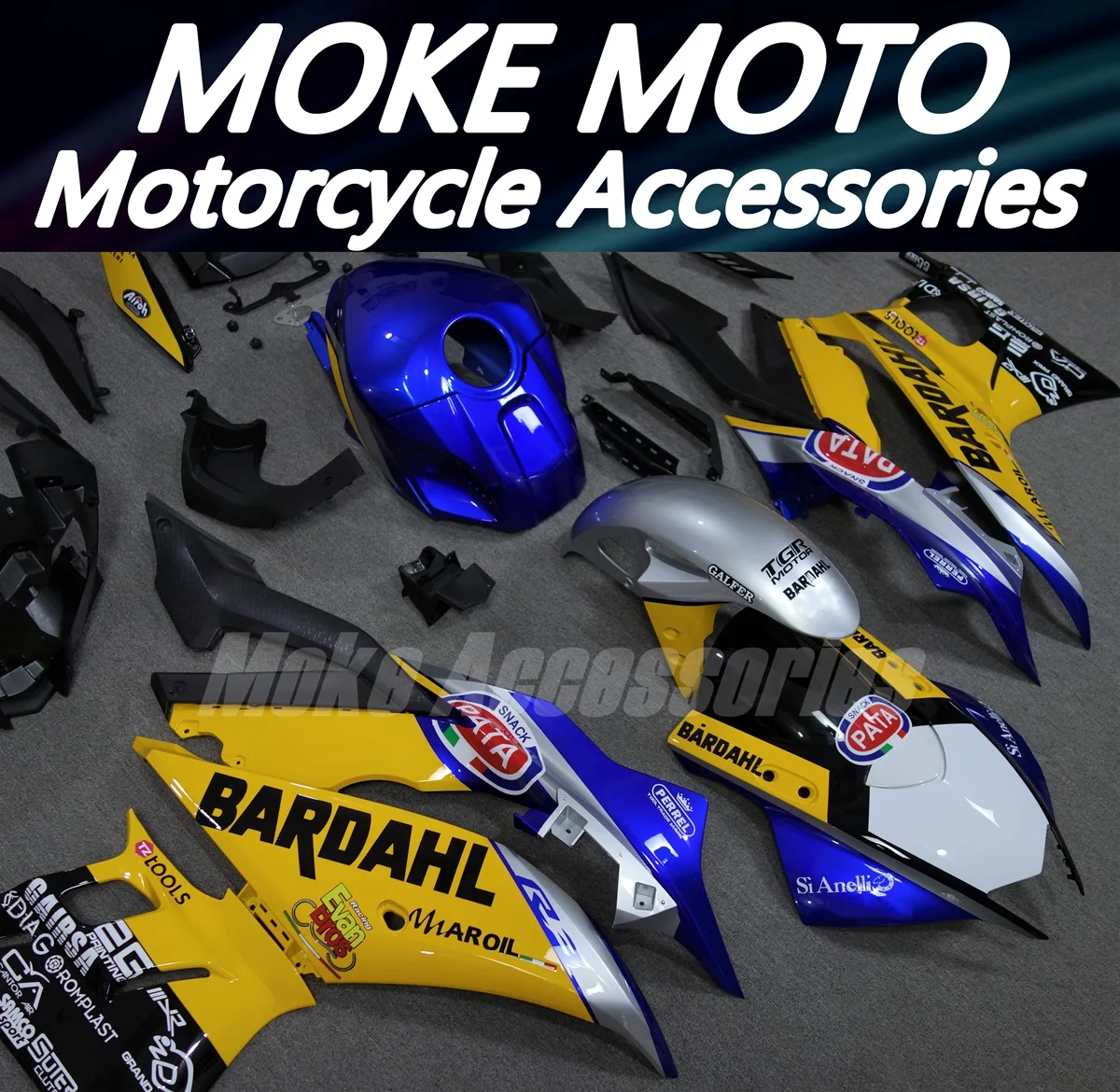 Motorcycle Fairings Kit Fit For YZF R25 R3 Bodywork set High quality ABS injection Blue Yellow BARDAHL