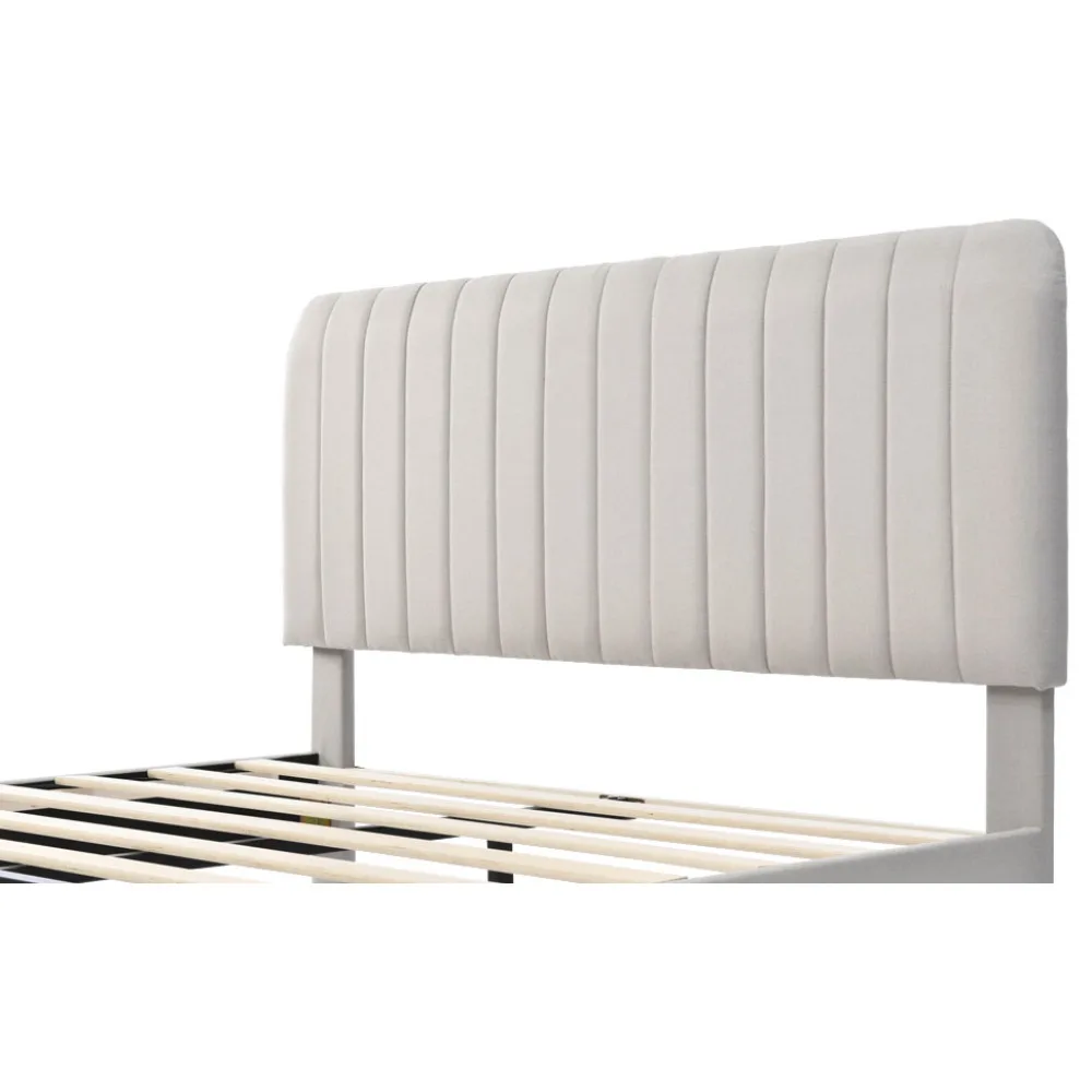 Modernes Gepolstertes Doppelbett | Robuster Gitterbett-Rahmen mit Verstellbarem Kopfteil | Jugendzimmermöbel für Teenager & Erwachsene – Detail 8