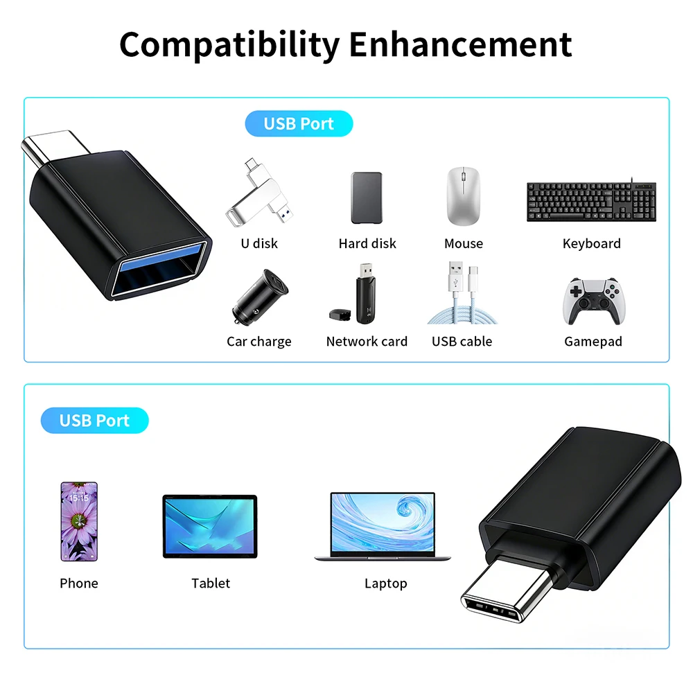 USB3.1 OTG 어댑터 USB 남성용-타입 C 여성용 어댑터 USB-C-USB 변환기 고속 데이터 전송 고속 충전 어댑터