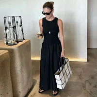 HXAO Women's Black Long Dresses 2025 Spring Sleeveless Elegant Dresses Fashion Casual Vintage Party Khaki Dresses Vestidos - Image 2