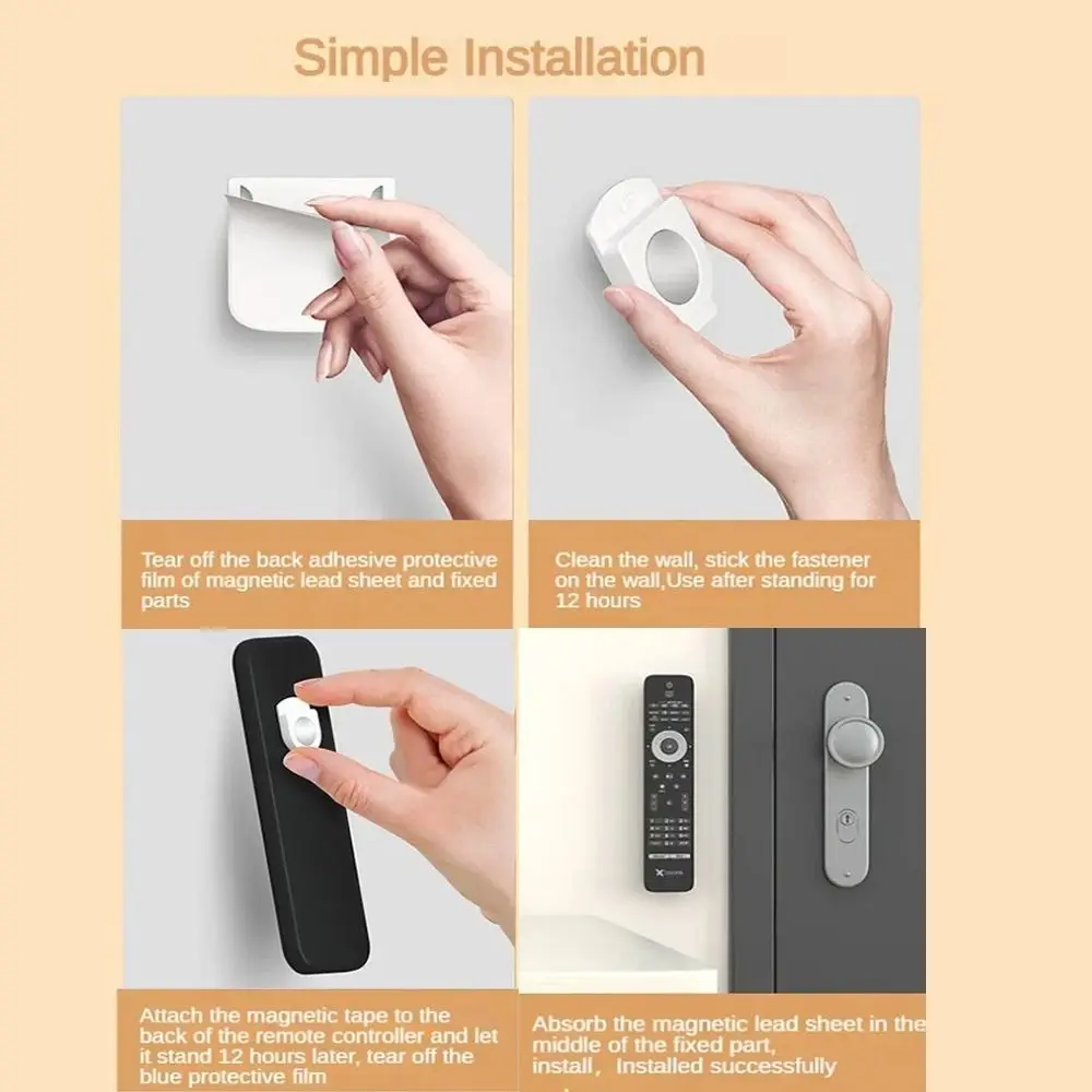 Description Picture 5 of item4Pcs Wall-mounted Magnetic Remote Control Holder Strong Self-Adhesive Magnet Holder Hook Hole-Free Storage Holder