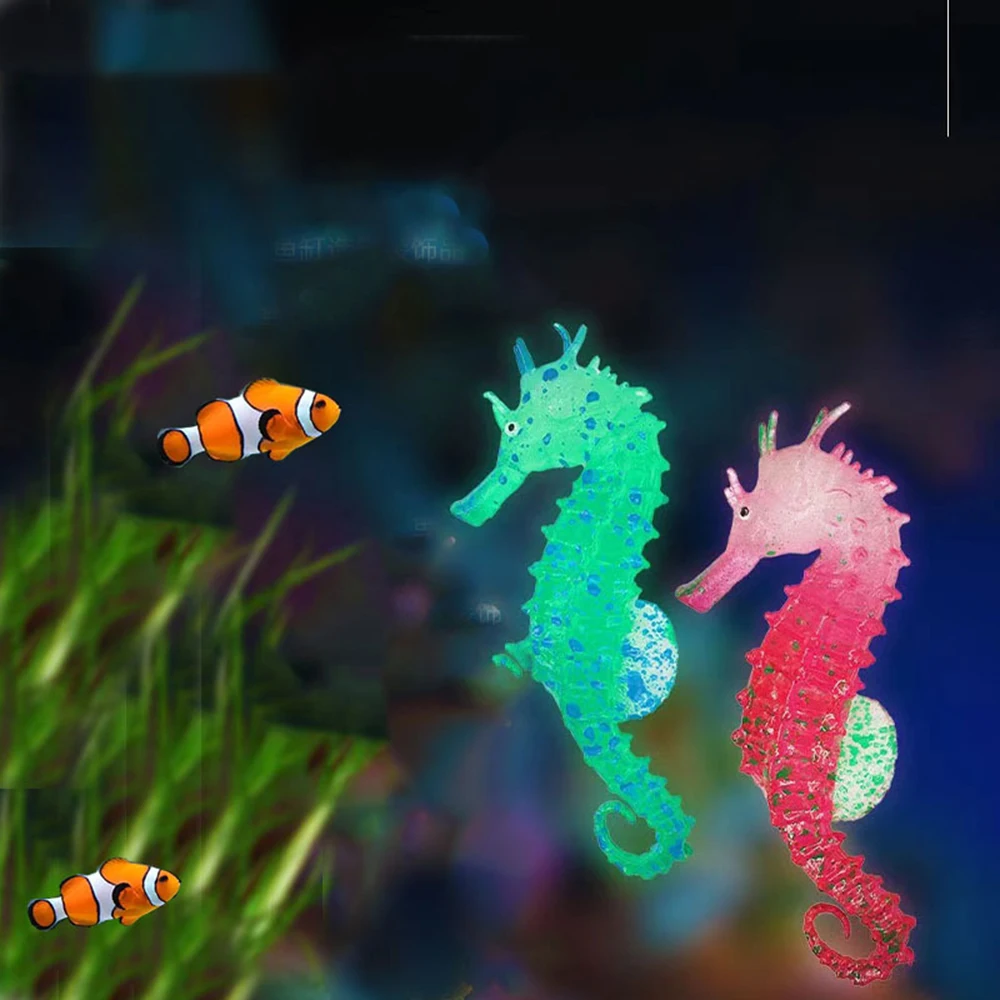 Aquarium Artificial Luminous Seahorse Decoration Fish Tank Fake Silicone Fluorescent Seahorse Landscape Ornaments Aquarium Decor fish tank ornaments fish tank decorations aquarium ornaments mini landscape ornaments