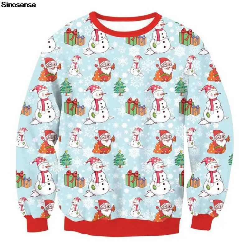 

Men Women Ugly Christmas Sweaters Jumpers Tops 3D Christmas Tree Gift Snowflake Snowman Santa Printed Funny Xmas Sweatshirt