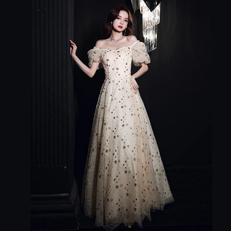 

ZL94 New style of light luxury long-sleeved high-end evening dress
