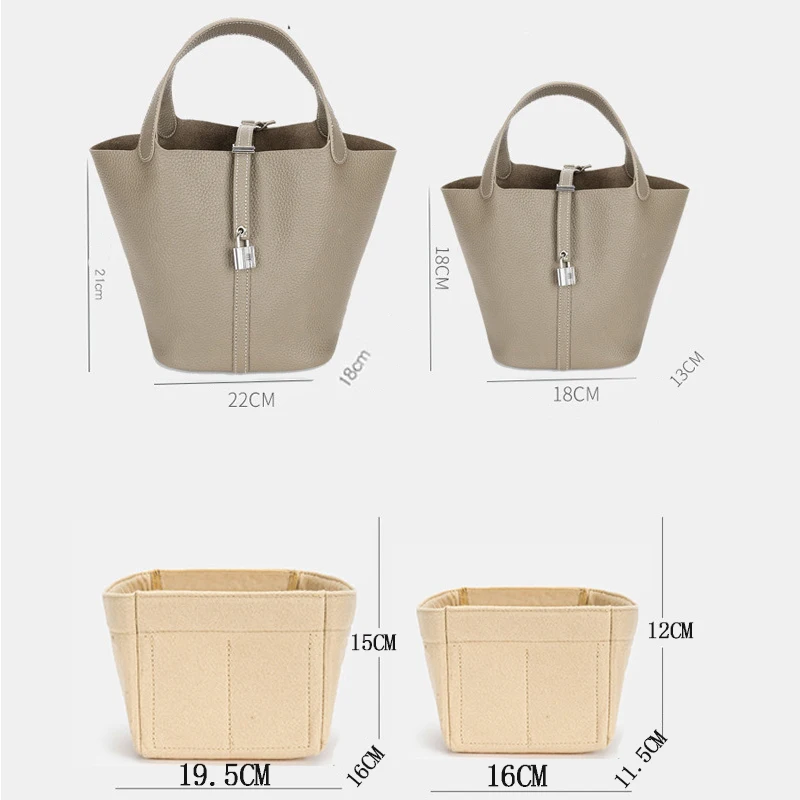  Bag Organizer for Hermes Picotin 18 Insert (Detachable Zipper  Top Cover) - Premium Felt (Handmade/20 Colors) : Handmade Products