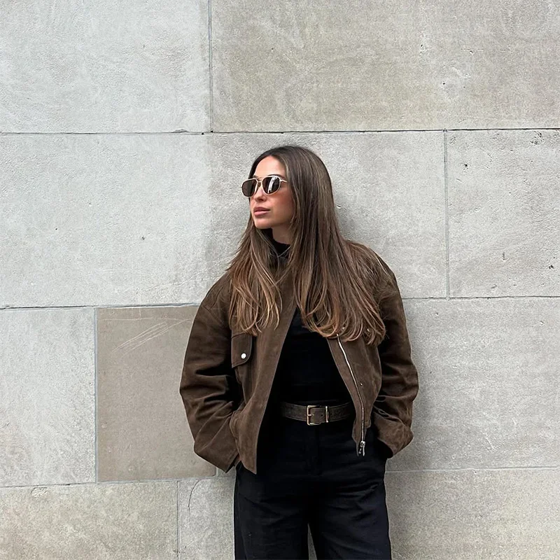 Jaqueta Cropped Suede