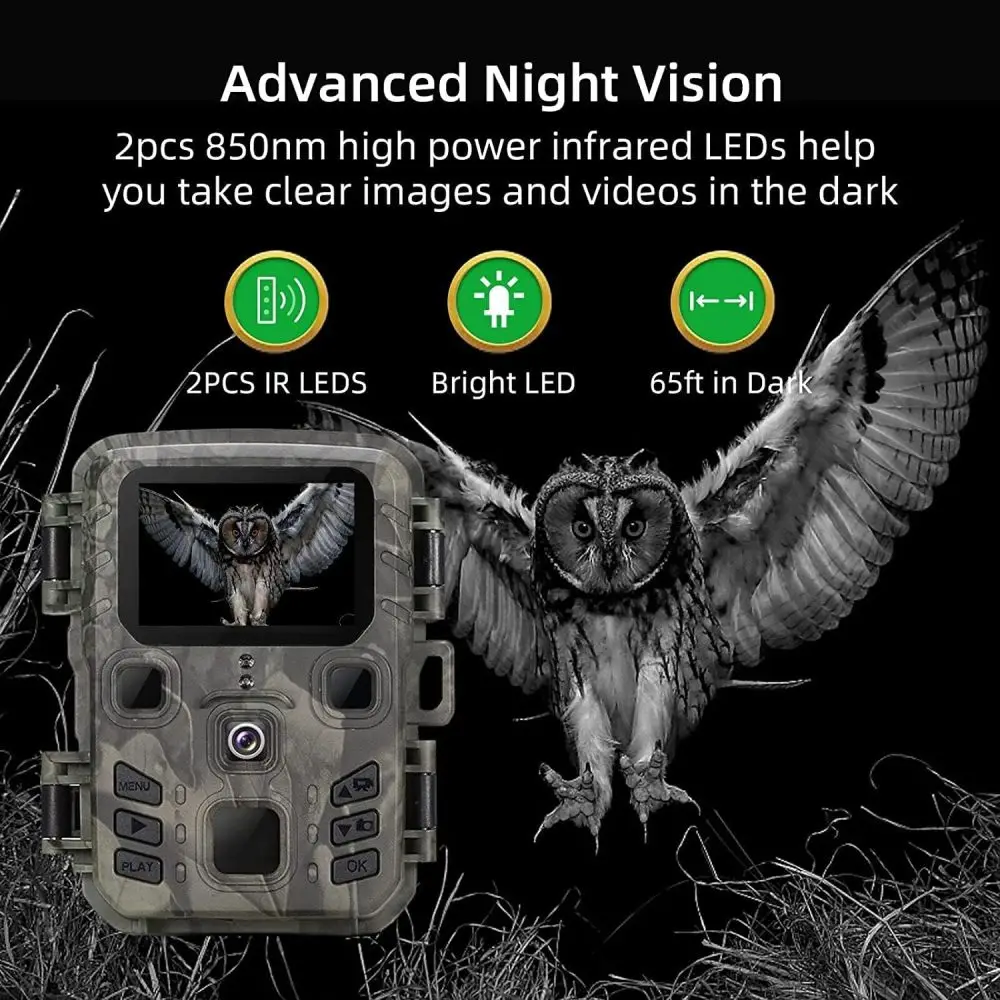 Outdoor Wildlife Camera 24MP Trail Camera Infrared Night Vision 0.3S Motion Activated Waterproof Trap Nature Wildlife Scouting