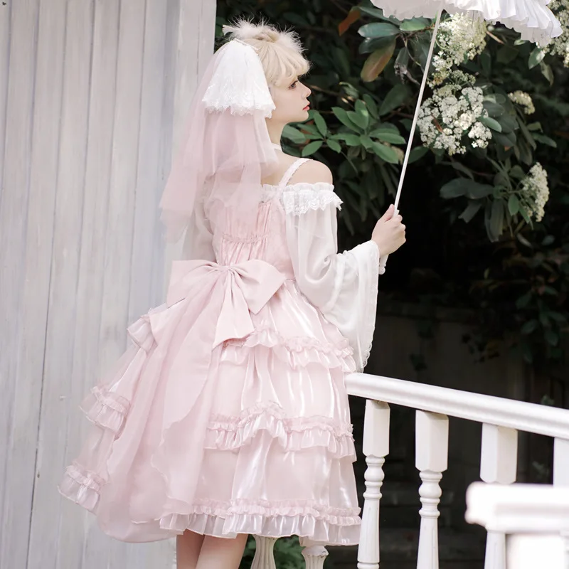 Victorian Vintage Lolita Dress Women Gothic Y2k Puff Short Sleeve Laminated Flounces Mini Dresses Bow Ruffles Princess Vestidos