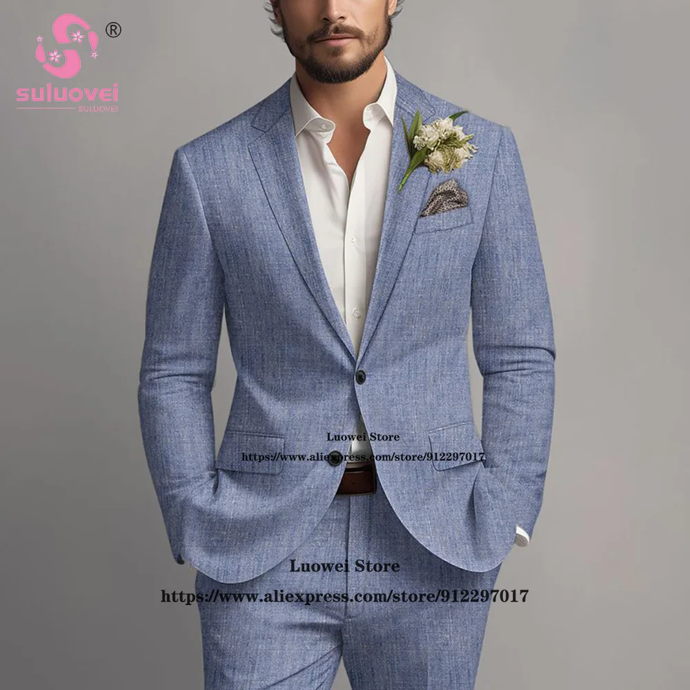 

Fashion Groom Wedding Suits For Men Slim Fit 2 Piece Pants Set Formal Dinner Notch Lapel Tuxedos Blazer Terno Masculino Completo