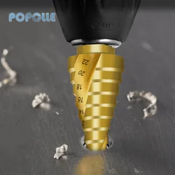 Popalle – perceuse étagée à tige hexagonale, 4 22 Mm, rainure en spirale revêtue de titane, 4241 trous d'alésage HSS 