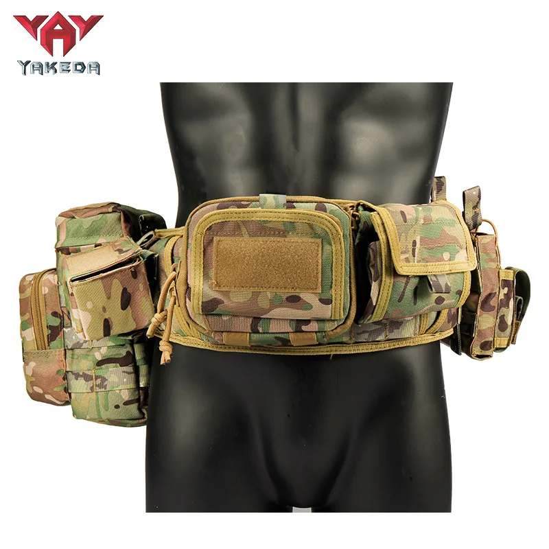 YAKEDA 6 in 1 Tactics Waistband Gadget Pouch Waist Bag Adjustable MOLLE Detachable Storage Accessories Package Hunting Belt