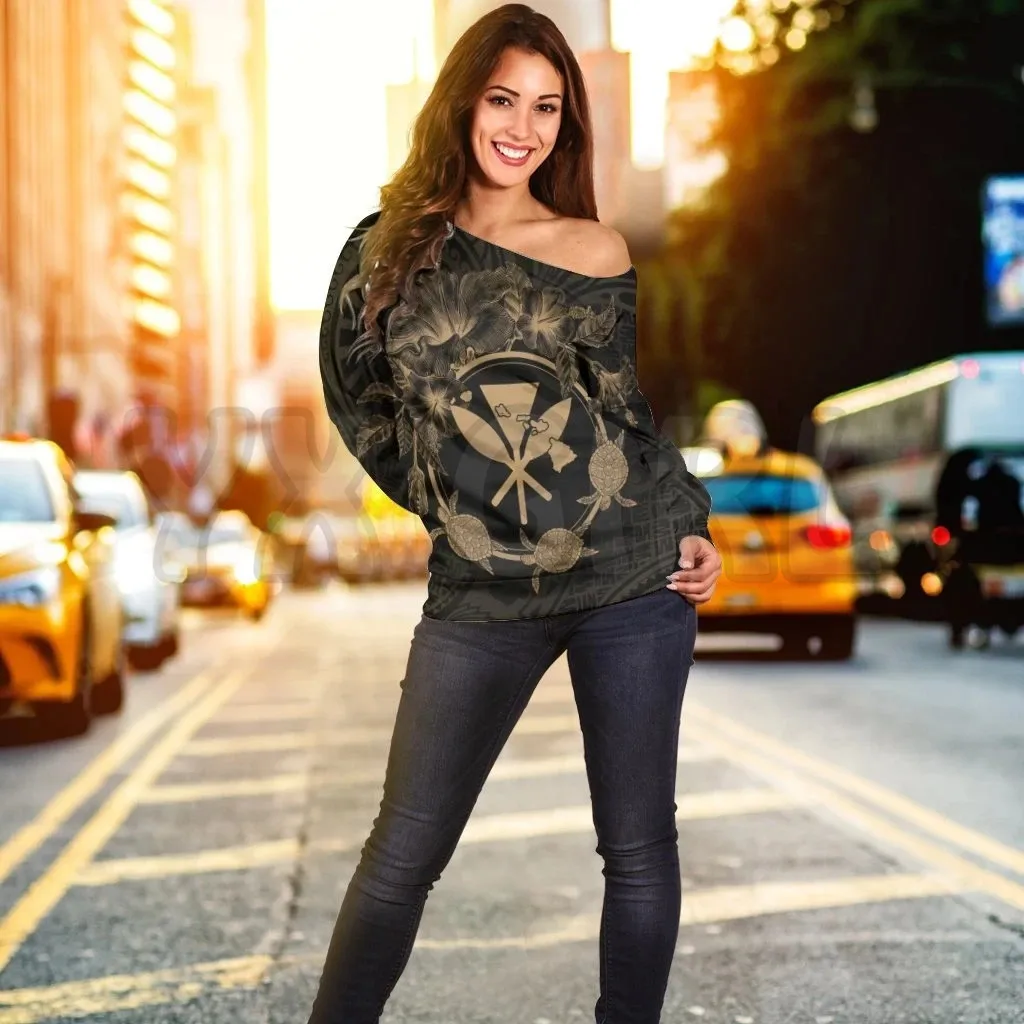 YX GIRL Hawaii Kanaka Turtle Hibiscus Polynesian  3D Printed Novelty Women Casual Long Sleeve Sweater Pullover