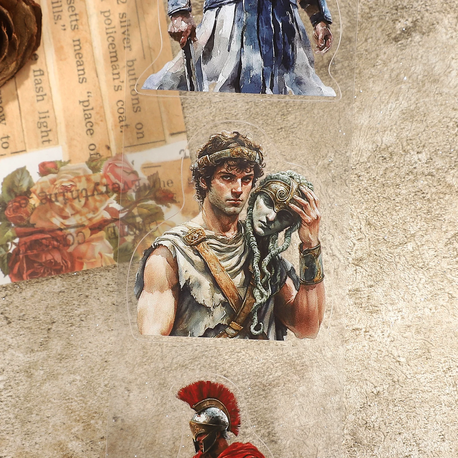 60mm*200cm 그리스 영웅 시리즈 빈티지 기사 캐릭터 풍경 PET 테이프 창의적인 DIY 저널 재료 콜라주 문구류