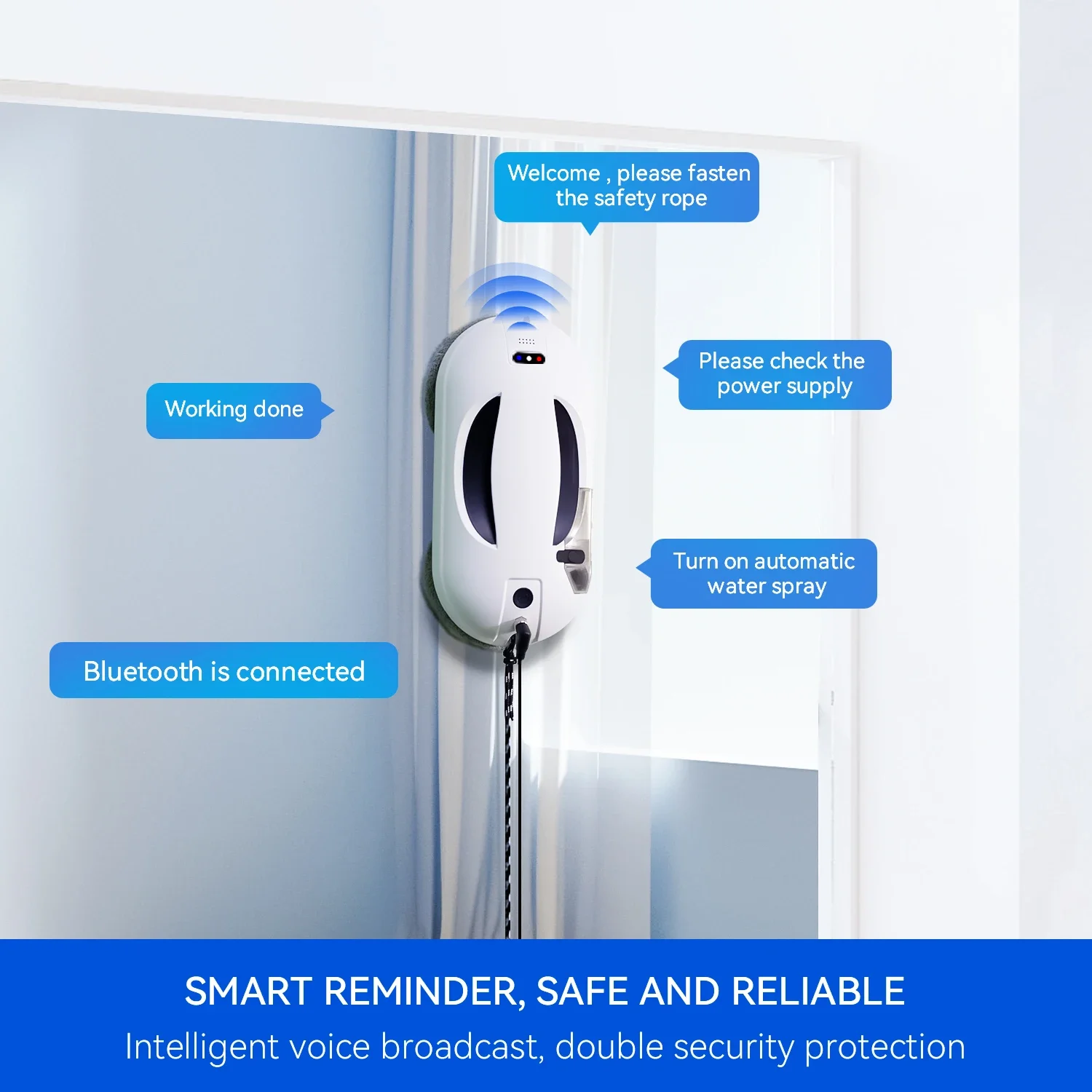 Automatic Robotic Window Cleaner with Water Tank Automatic Glass Cleaning Robot S2