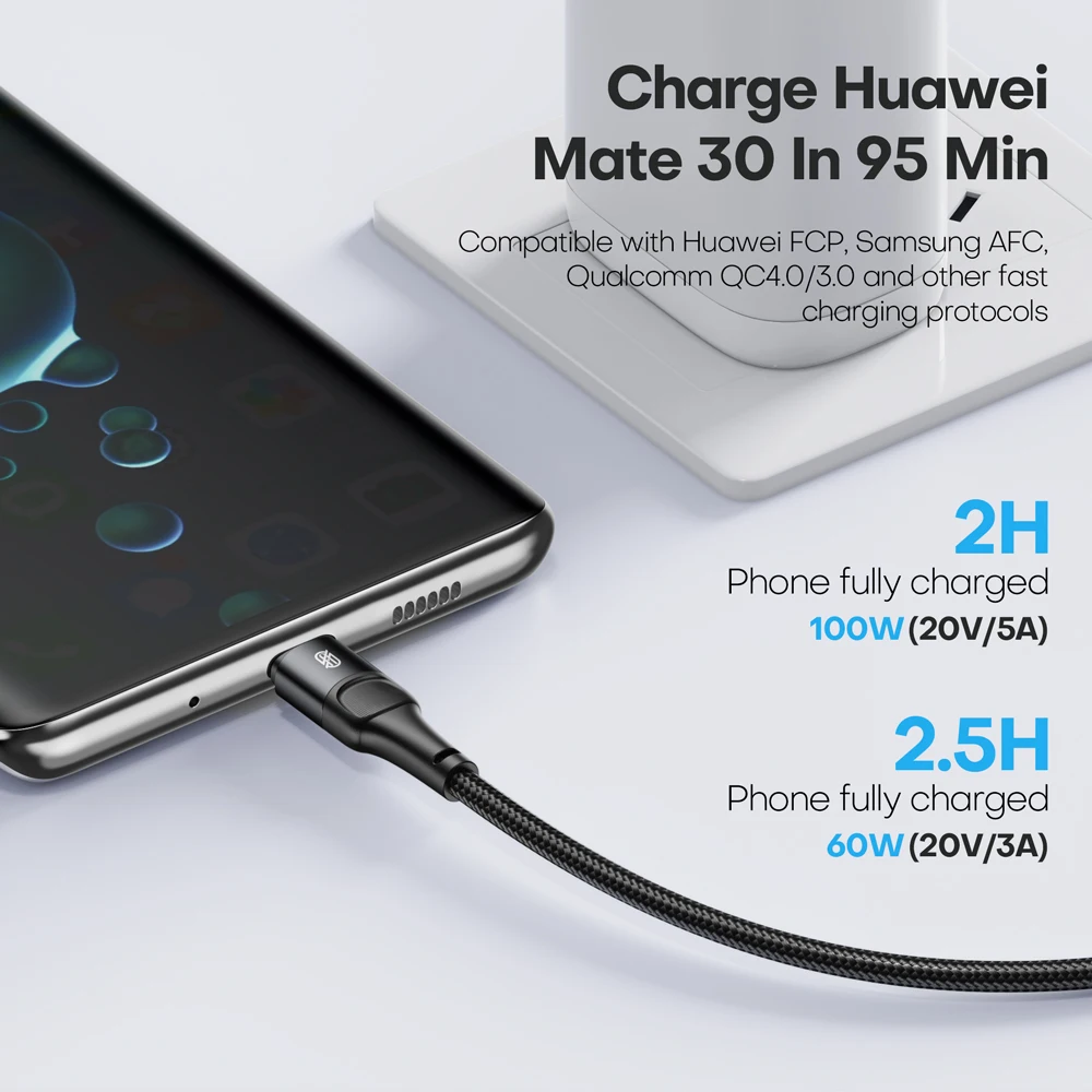 100W USB-C Fast Charging Cable with Quick Charge Technology - Available in 1M, 2M, 3M Lengths