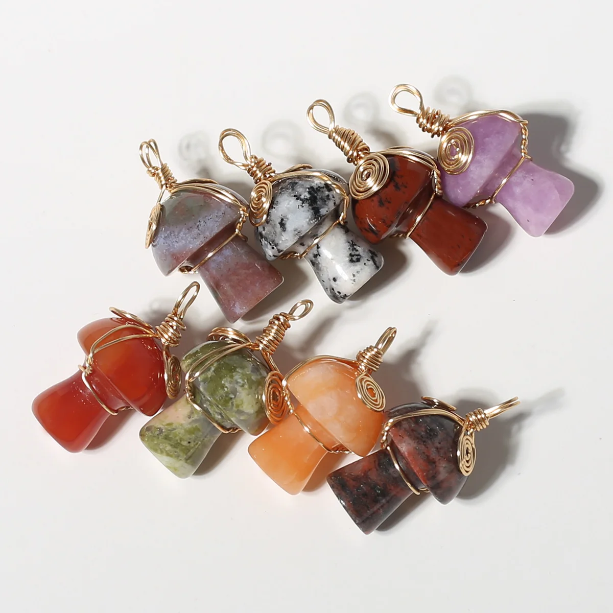 

Natural Stone Pendant Winding Mushrooms Shape Gemstones Exquisite Charm for Jewelry Making Diy Necklaces Earring Accessories