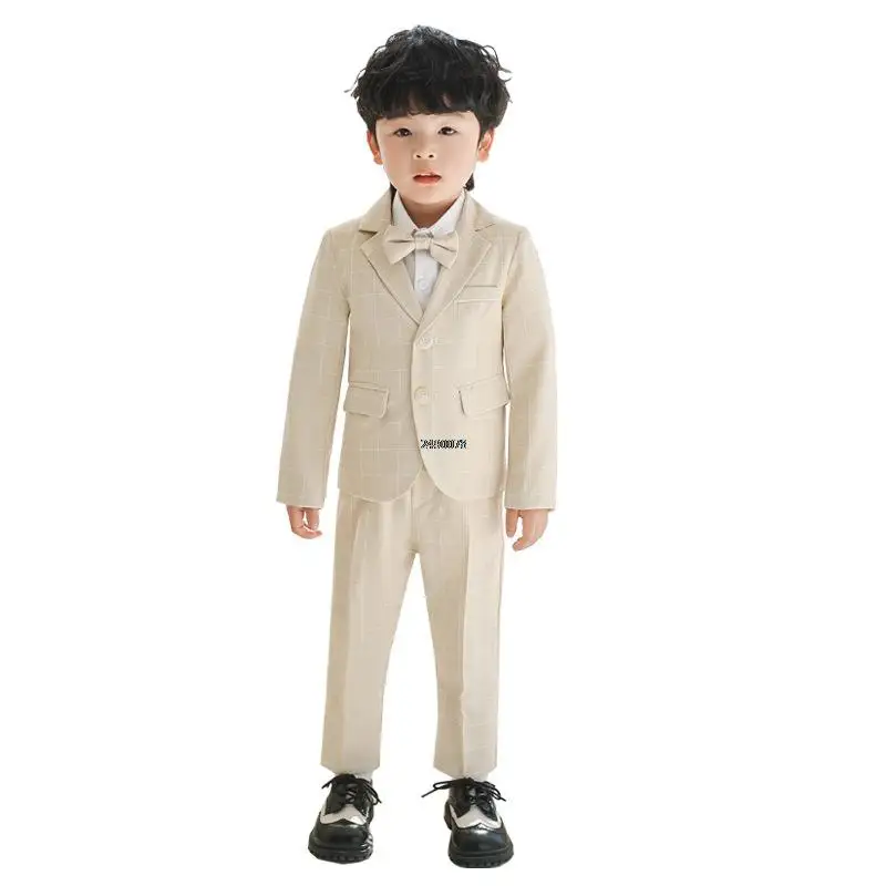 Boys Suit Set Wedding Suit For Boys Children Formal Gentleman Photograph Suit Kids Tuxedo Dress Big Teenager Graduation Stage Show Costume