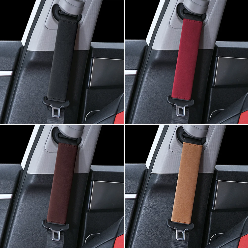 Premium Leather Seat Belt Shoulder Protector Pad - Adjustable Safety Strap Cover