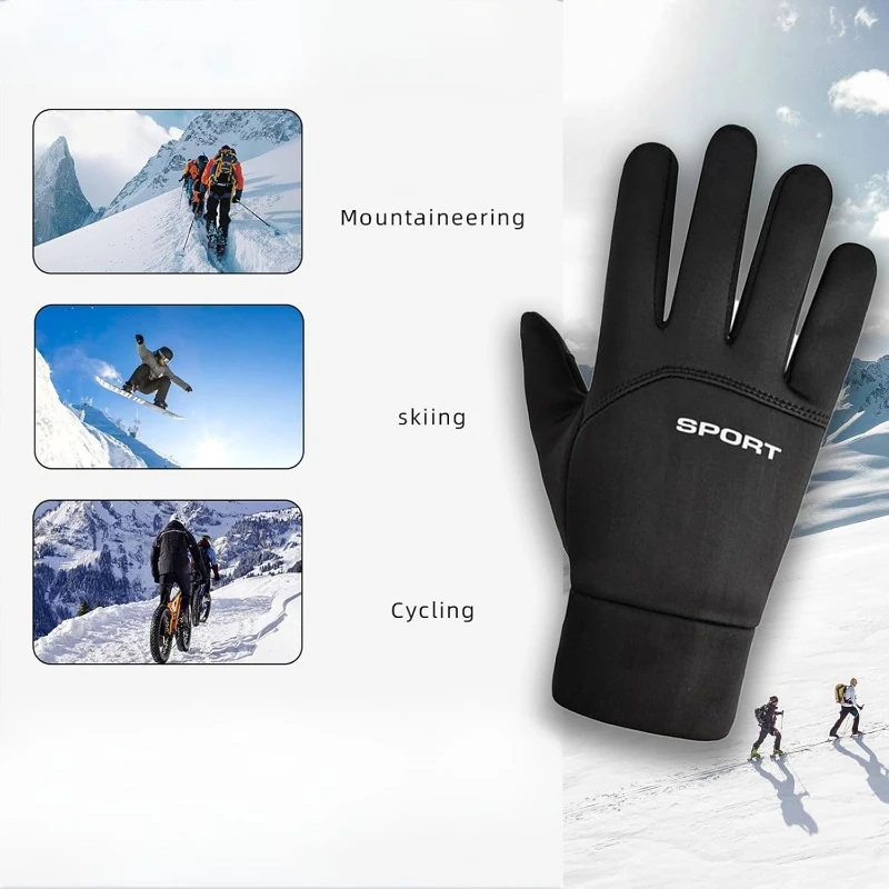 1Pair Winter Warm Riding Gloves, Windproof Sports Gloves, Touch Screen, Motorcycle Gloves, Cold Resistant Gloves, Unisex