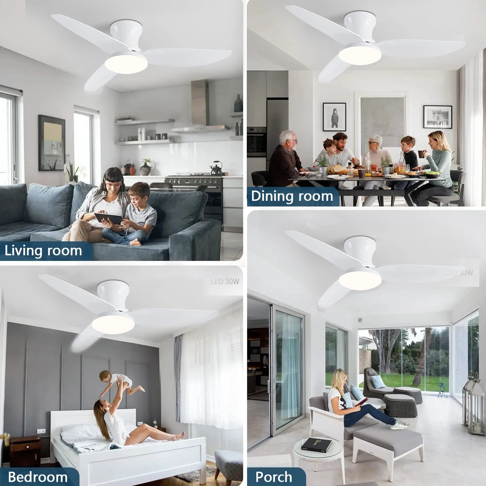 LED Ceiling Fan Lights Modern Led Ceiling Fan Lights DC Motor 6 Speeds Timing Fans Low Floor Loft Remote Control Fan With Lights Bedroom Dining room